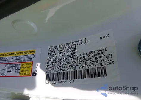 2022 Honda Accord Hybrid Sport из США, поврежденный, VIN 1HGCV3F20NA011818